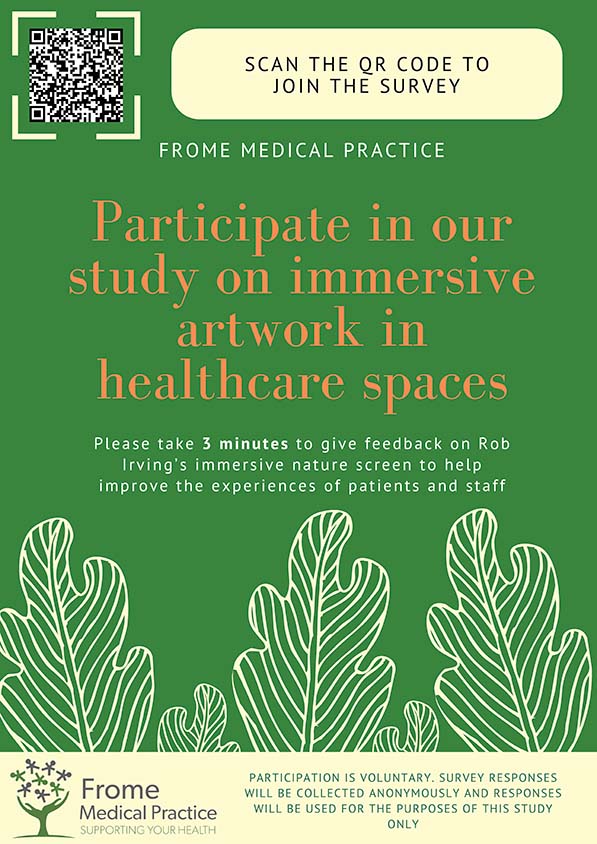 Immersive artwork in healthcare spaces study - flyer